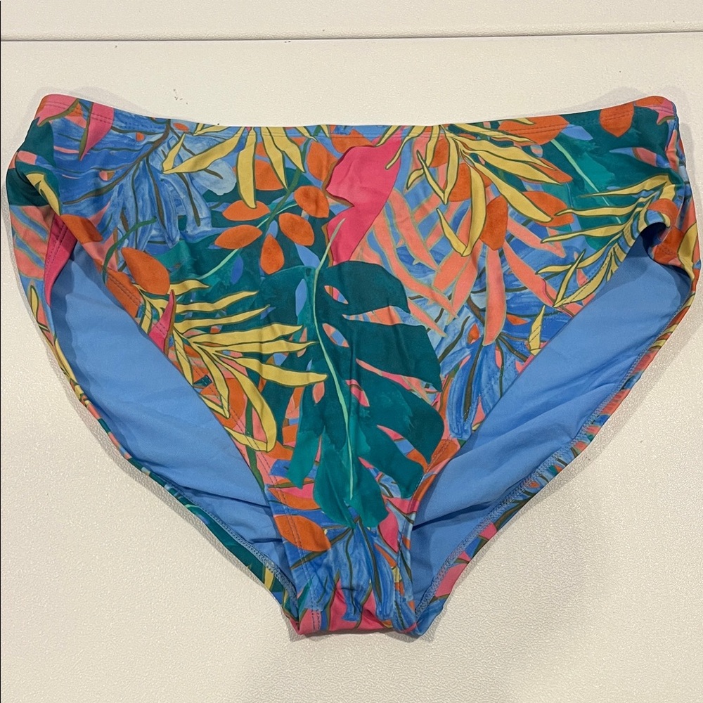 Kona Sol Tropical Print Bikini Bottom - Blue, Orange, Green